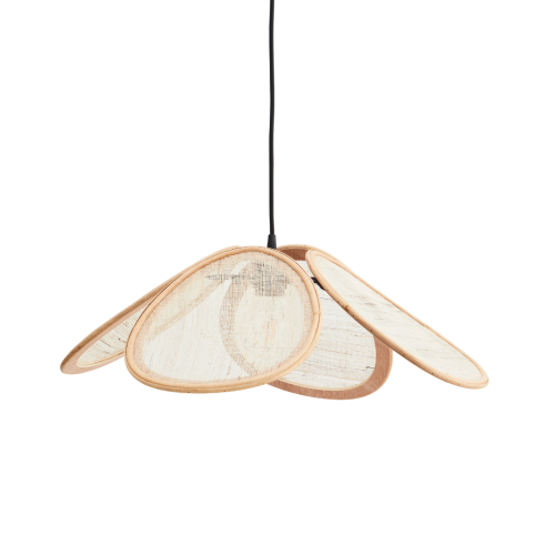 lampa sufitowa rattanowa z lnem od madam stoltz