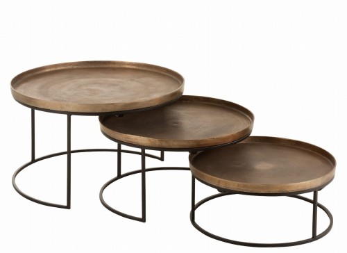 stoliki boczne round aluminum rust zestaw 3 j-line