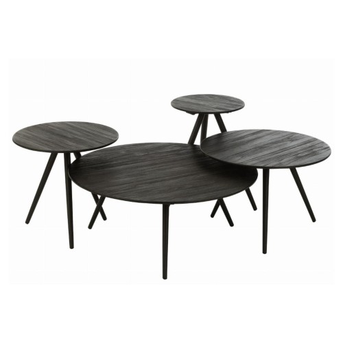 stoliki round teak black zestaw 4 j-line