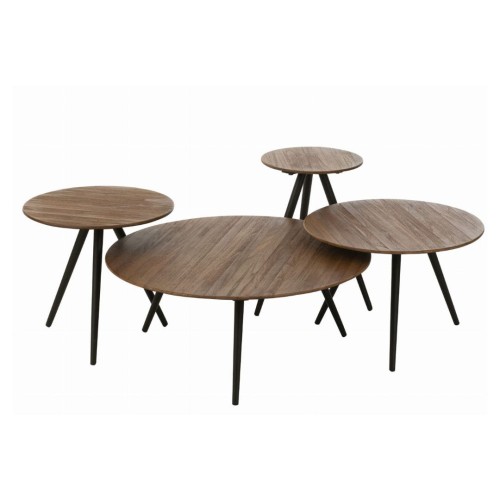 stolik round z drewna tekowego zestaw 4 j-line