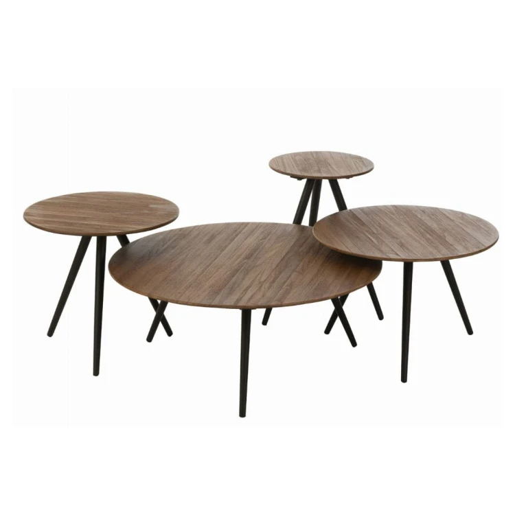 stolik round z drewna tekowego zestaw 4 j-line