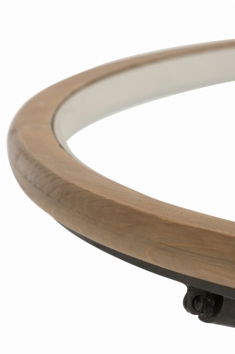 stolik coffee round wood glass brown j-line