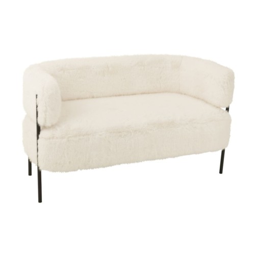 sofa fur misiu biała z czarnymi nogami j-line