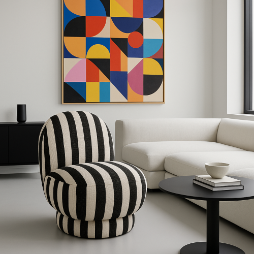fotel w paski black white j-line