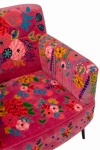 fotel boho różowy w kolorowe kwiaty