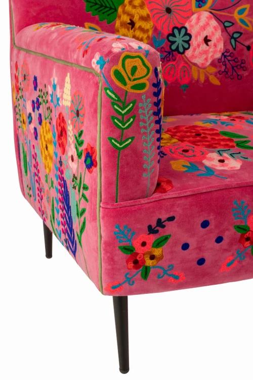 fotel boho flowers w kwiaty w kolorze fuksji j-line