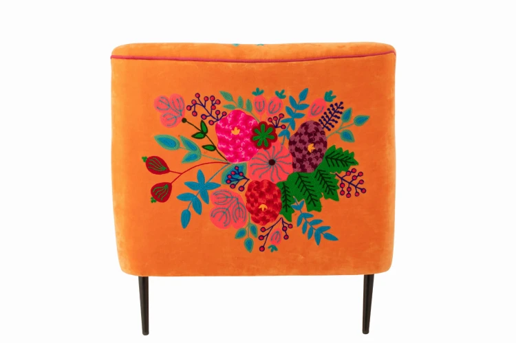 fotel boho flowers w kwiaty pomarańczowy j-line
