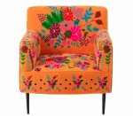 fotel boho flowers w kwiaty pomarańczowy j-line