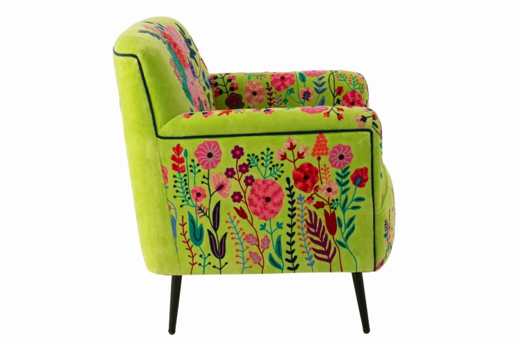 fotel boho flowers green j-line