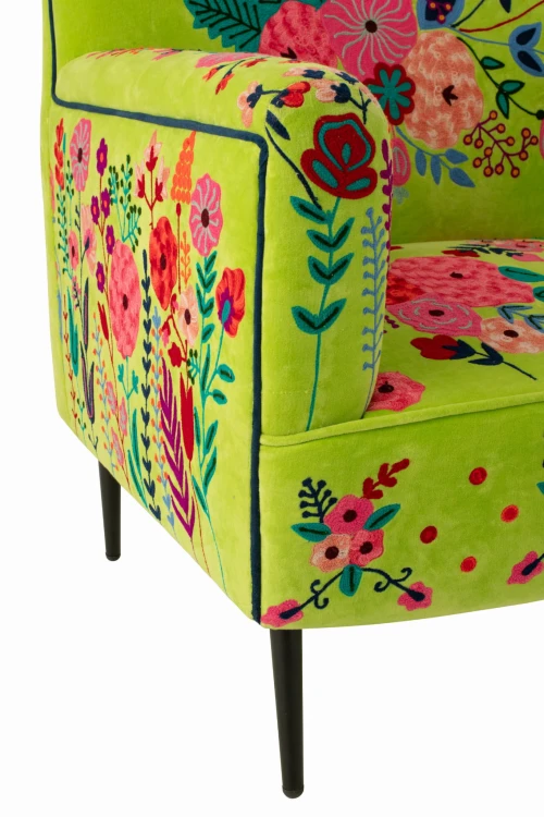 fotel boho flowers green j-line