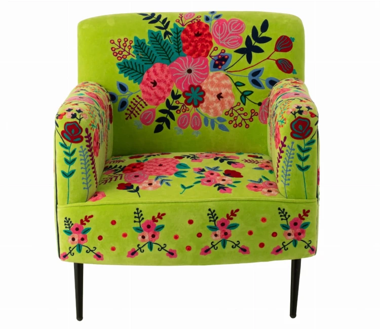fotel boho flowers green j-line