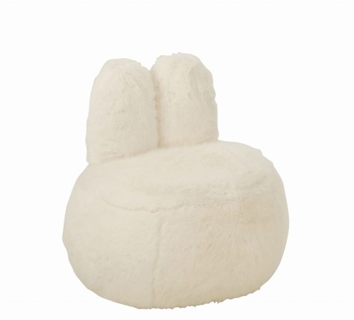 pufa futrzana bunny z uszami biała j-line