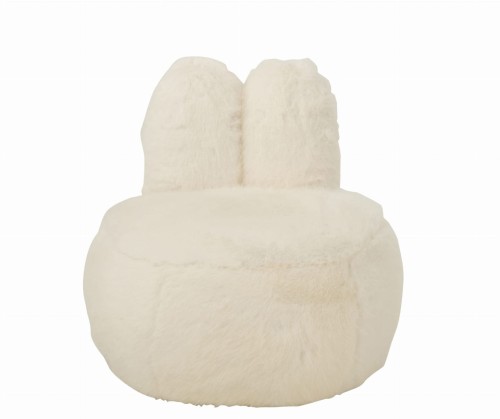 pufa futrzana bunny z uszami biała j-line