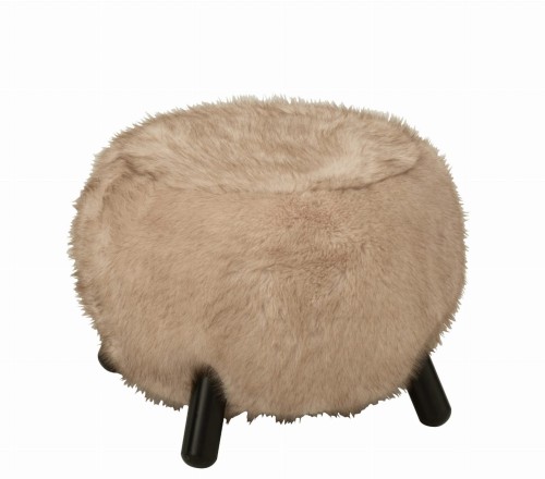 stołek pufa fur w kolorze taupe