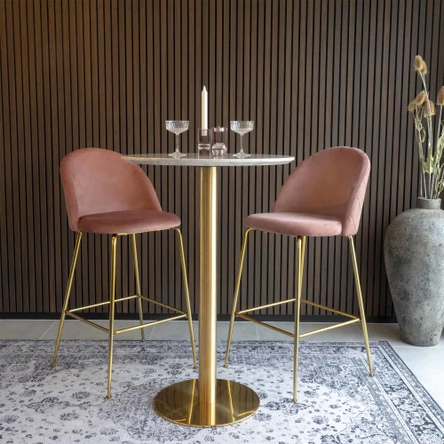 krzesło barowe hoker lausanne różowy velvet house nordic