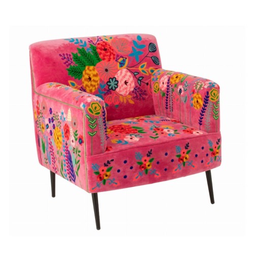 fotel boho flowers w kwiaty w kolorze fuksji j-line