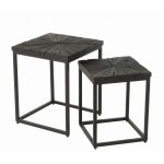 stoliki boczne metal czarne drewno zestaw 2 j-line