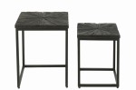 stoliki boczne metal czarne drewno zestaw 2 j-line