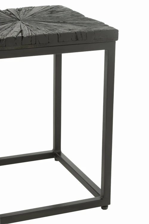 stoliki boczne metal czarne drewno zestaw 2 j-line