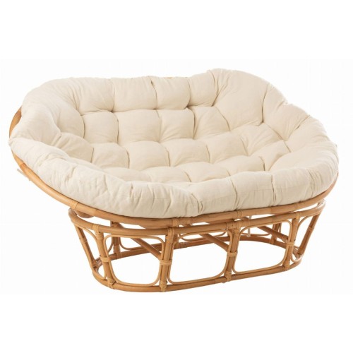 sofa roni rattan z białymi poduszkami j-line