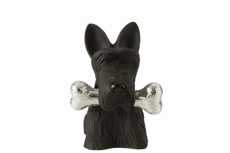 szkocki terrier z kością black silver