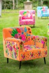 fotel boho flowers w kwiaty pomarańczowy j-line