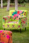fotel boho w kwiaty w kolorze zielonym j-line