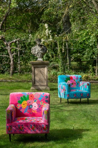 fotel boho flowers w kwiaty w kolorze fuksji j-line