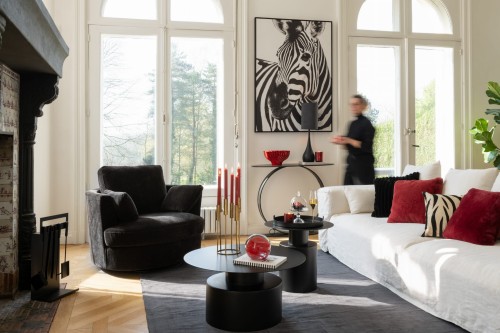 stolik kawowy round metal black