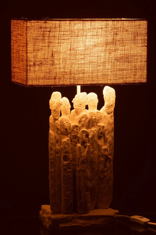 lampa stołowa postacie figurines z naturalnym kloszem