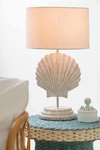 lampa stołowa seashell muszla z naturalnym kloszem