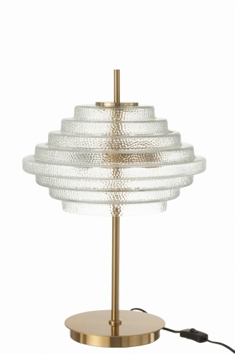 lampa stołowa mid-century style transparent glass j-line
