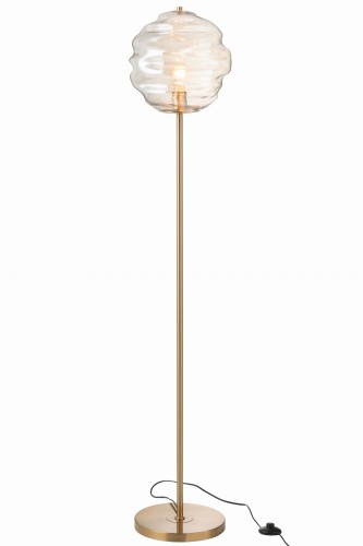 lampa podłogowa Honeycomb ze szklanym kloszem koniakowym j-line