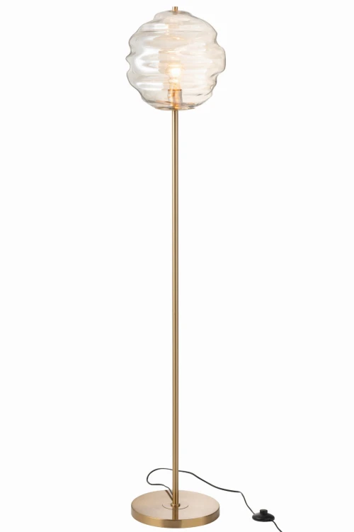 lampa podłogowa Honeycomb ze szklanym kloszem koniakowym j-line
