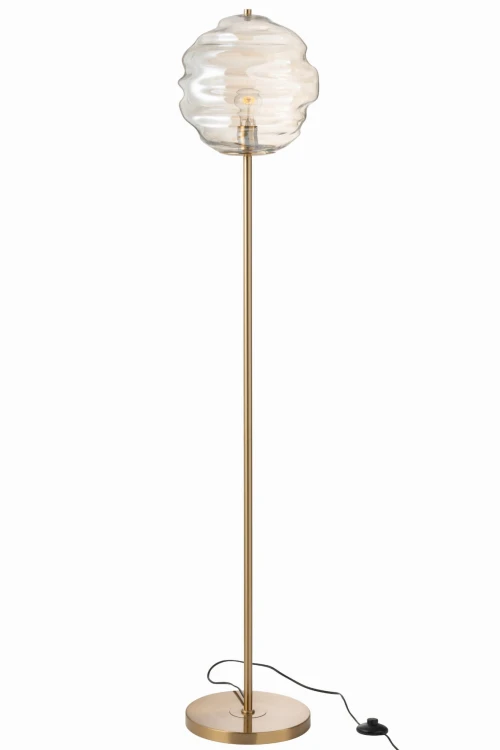 lampa podłogowa Honeycomb ze szklanym kloszem koniakowym j-line