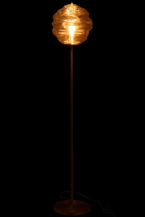 lampa podłogowa Honeycomb ze szklanym kloszem koniakowym j-line