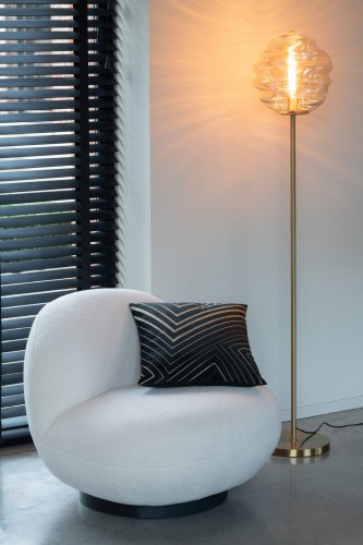 lampa podłogowa Honeycomb ze szklanym kloszem koniakowym j-line