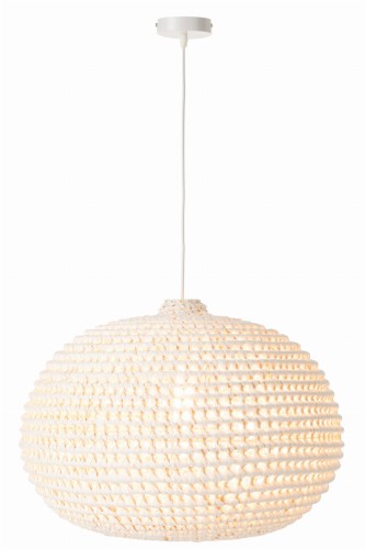 lampa sufitowa okrągła pleciona metal biała