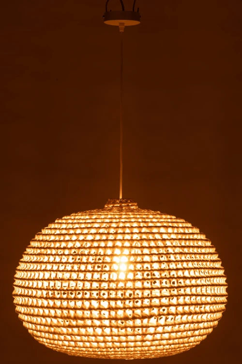 lampa sufitowa okrągła pleciona metal biała