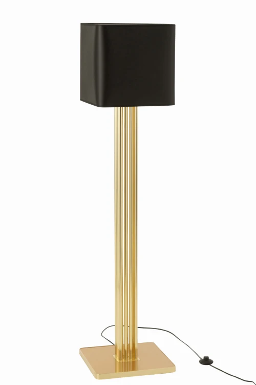 lampa podłogowa Moderna złota z czarnym kloszem j-line