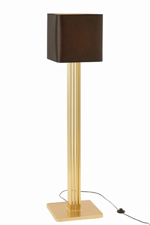 lampa podłogowa Moderna złota z czarnym kloszem j-line