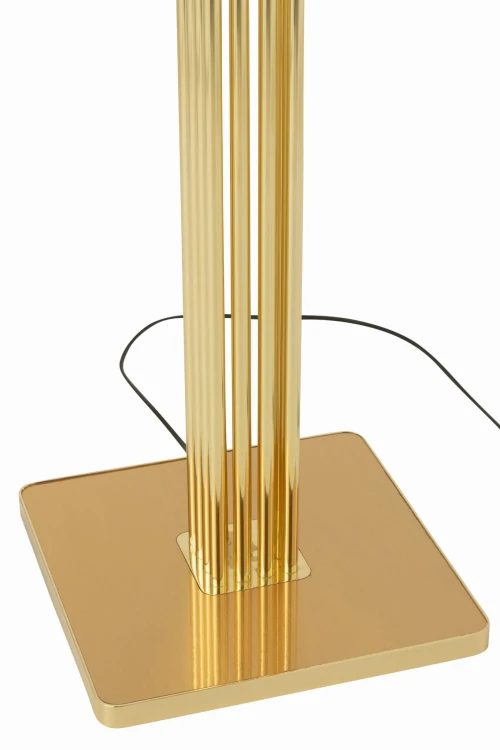 lampa podłogowa Moderna złota z czarnym kloszem j-line