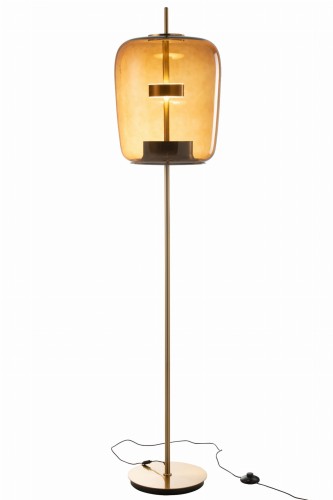 lampa podłogowa amber dome brown glass j-line
