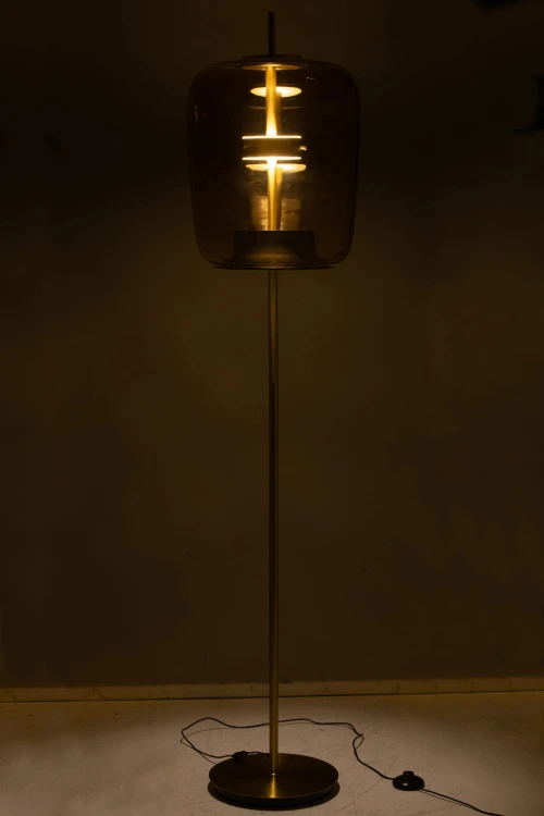 lampa podłogowa amber dome brown glass j-line
