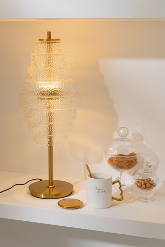 lampa stołowa mid-century style gold glass j-line