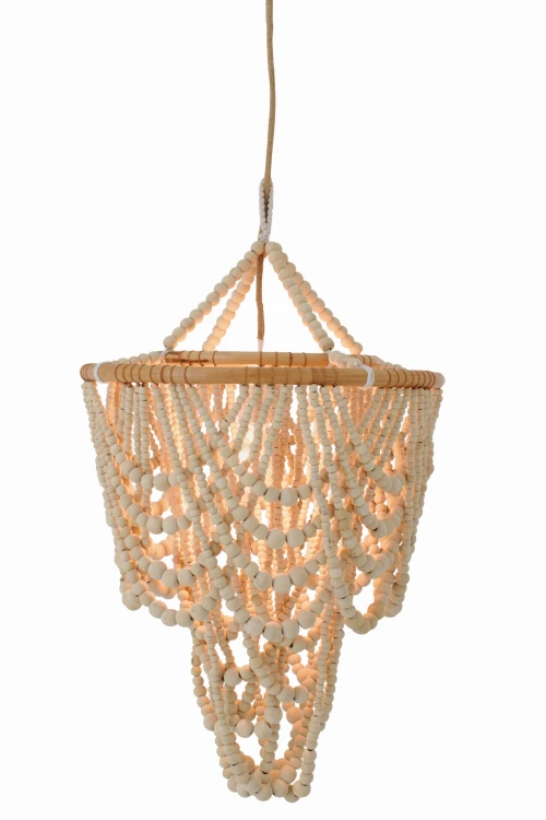 lampa z drewnianych koralików j-line