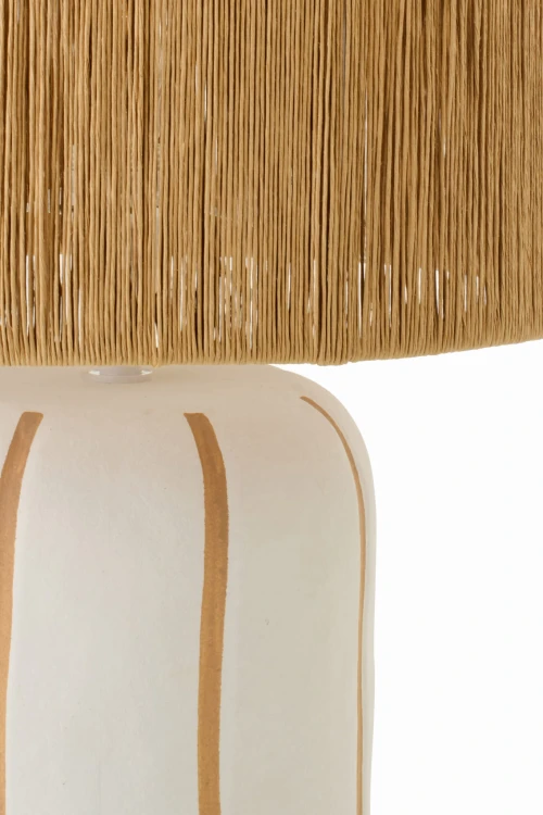 lampa stołowa w paski ceramiczna brązowo-biała j-line
