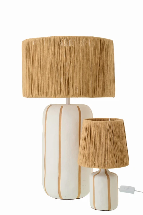 lampa stołowa w paski ceramiczna brązowo-biała j-line