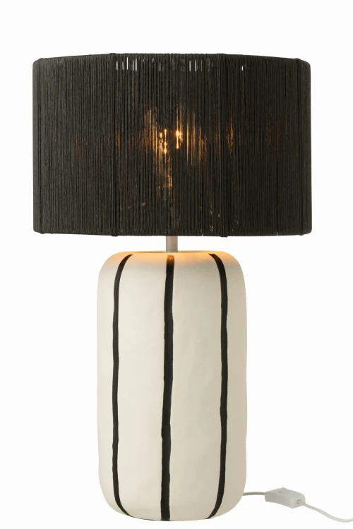 lampa stołowa w paski czarno-biała j-line