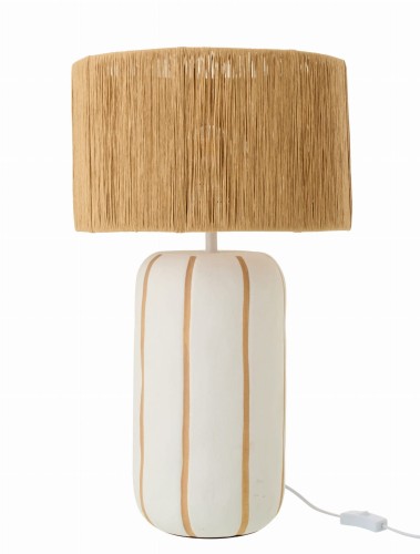 lampa stołowa w paski ceramiczna brązowo-biała j-line
